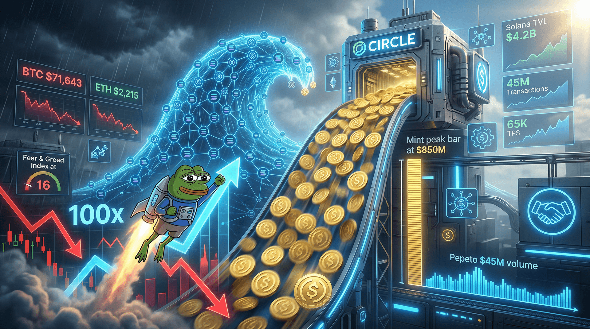 Solana Stablecoin Surge Mints $3.25B USDC as Pepeto Targets 100x