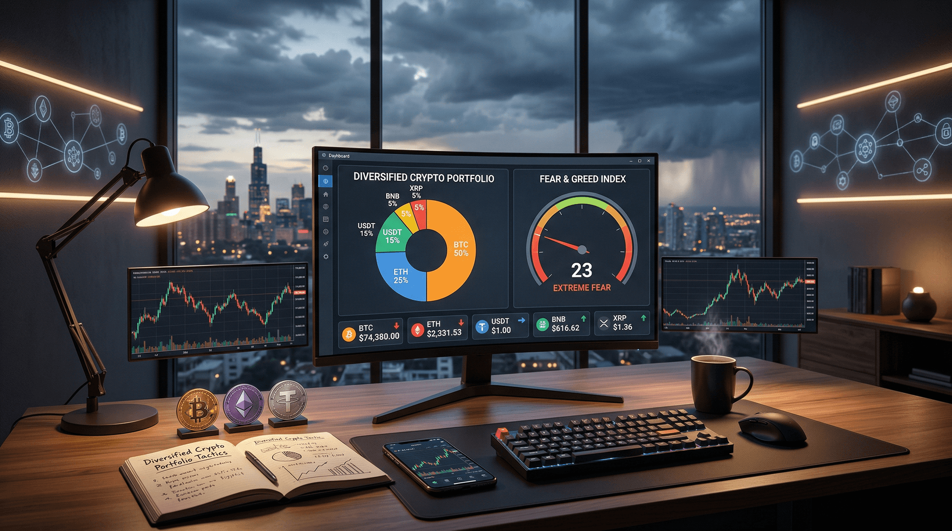 Diversified Crypto Portfolio: 50% BTC at Fear & Greed 23