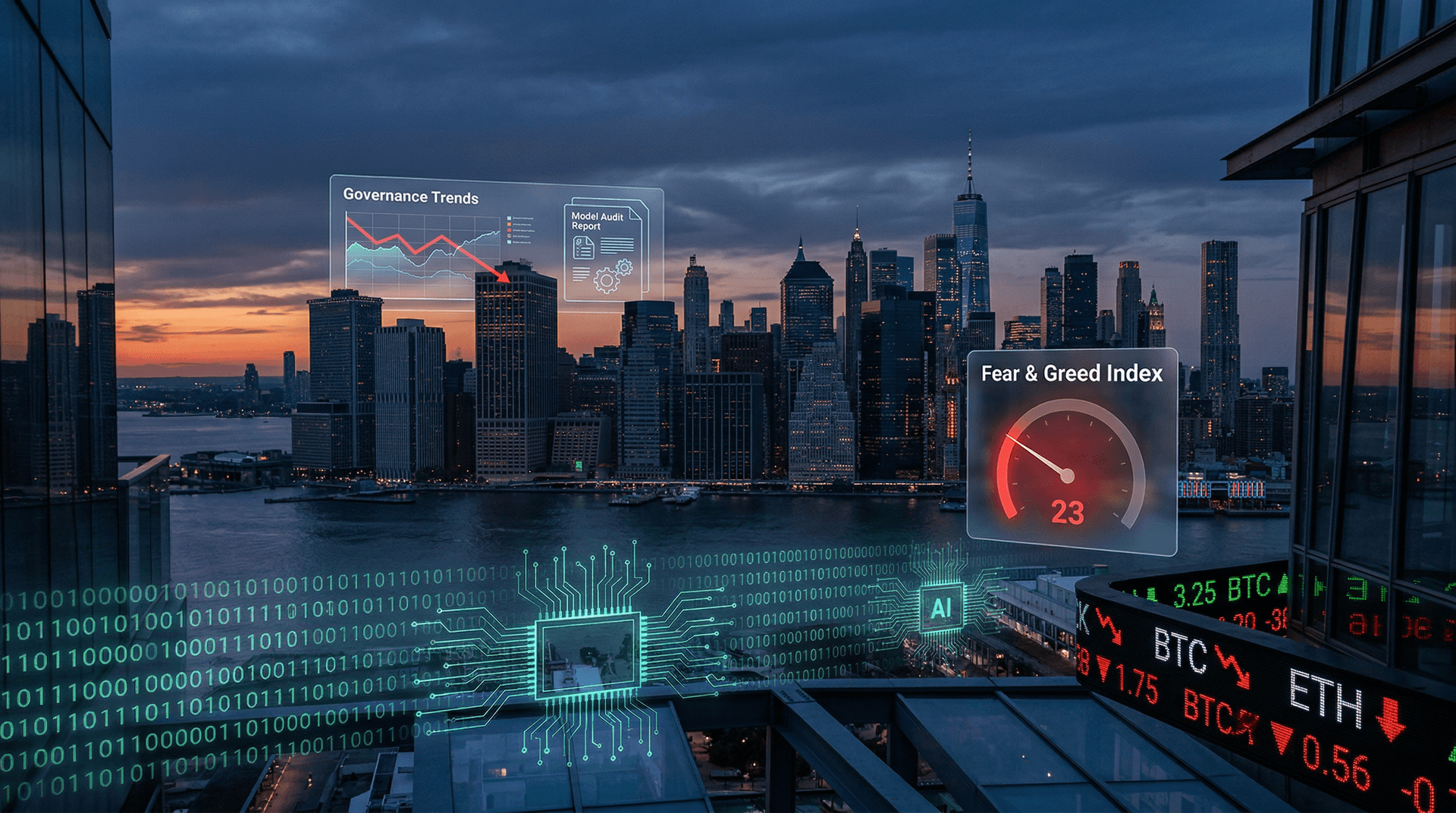 New York AI Regulations Hit Fear Index at 23, BTC Drops 1% to $73,817