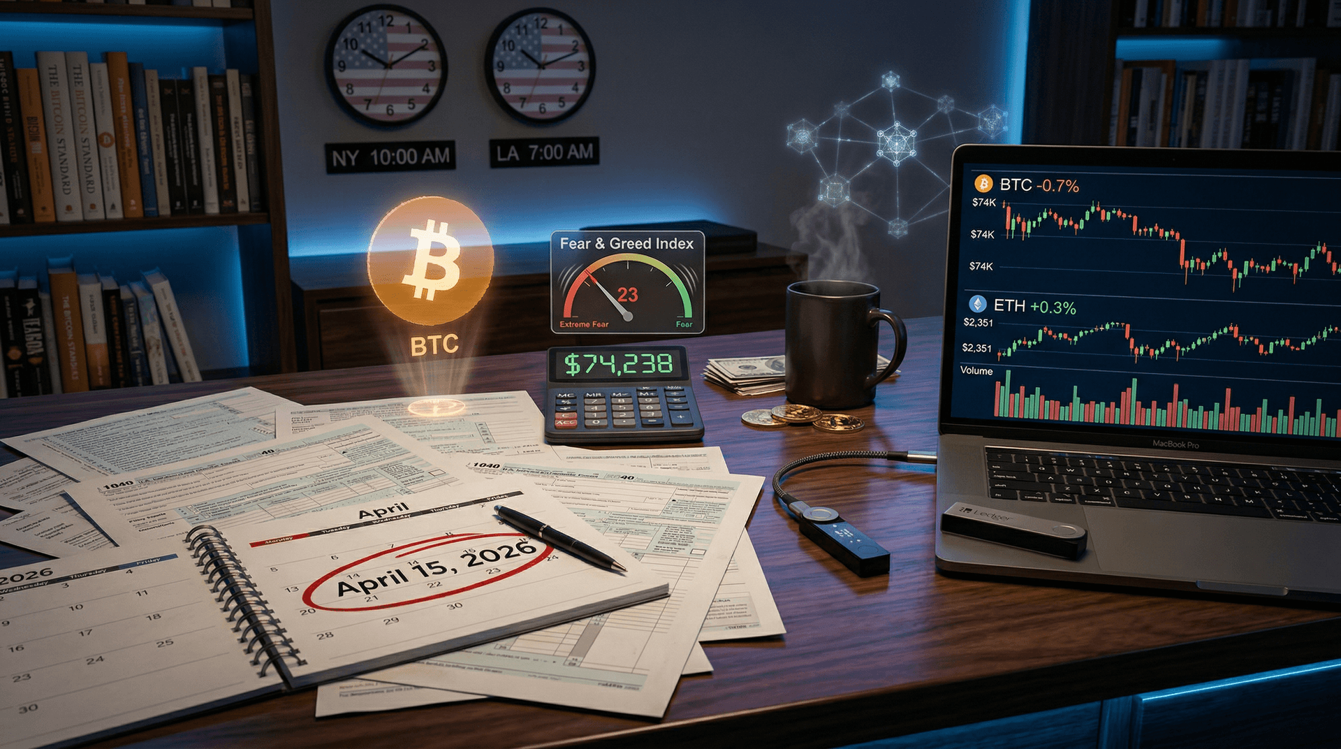 Bitcoin Price April 15 2026 Drops to $74,238 on Tax Fear