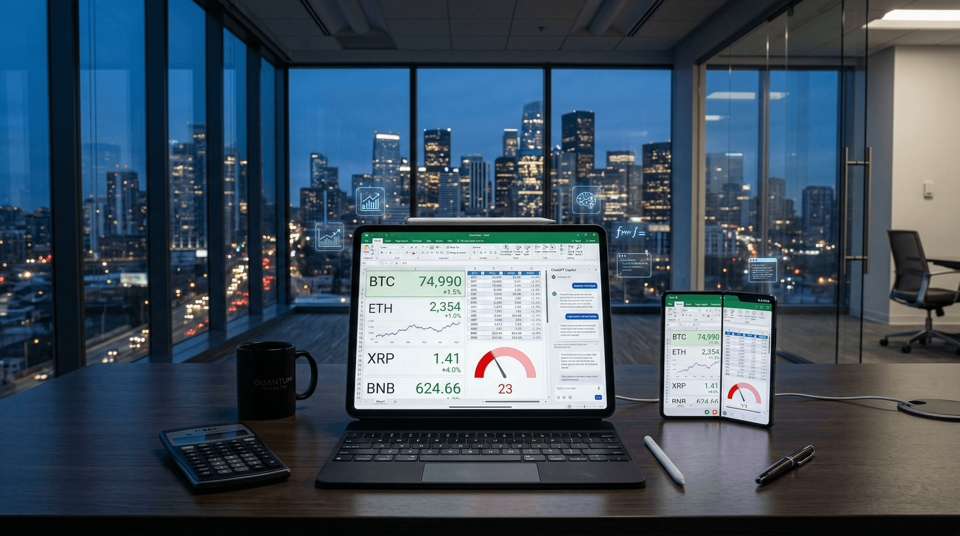 ChatGPT for Excel Analyzes BTC at $74,990 and XRP Surge on Mobile